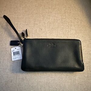 Pebble Black Leather Coach Wallet